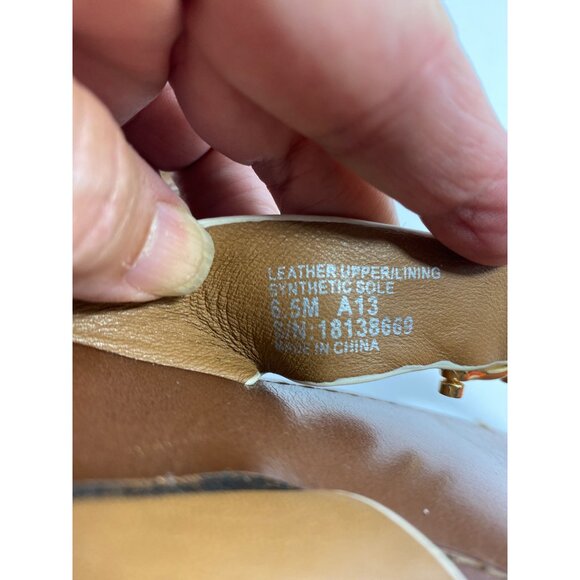 Tory Burch White & Brown Horsebit Leather Thong Sandals Size 6.5M - Picture 5 of 5